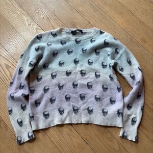 360 Cashmere Skull Print Sweater Pullover Top Women’s Size M Cashmere Ombre